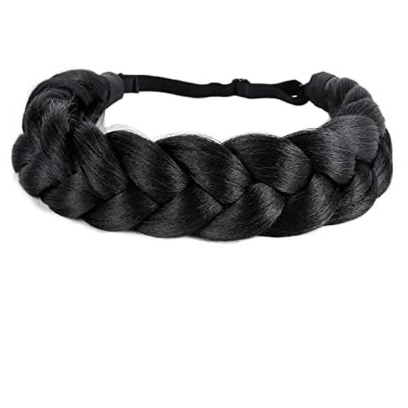 Bohemian Braided Headband Oversized Classic Wide Braids Adjustable Elastic Strap - Picture 6 of 6